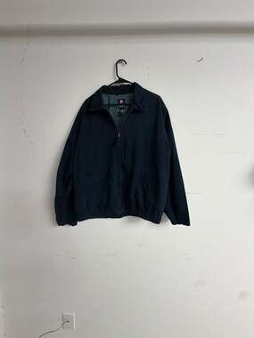 Chaps Est. 1978 Navy Blue Full Zip Harrington Jacket with Plaid Lining